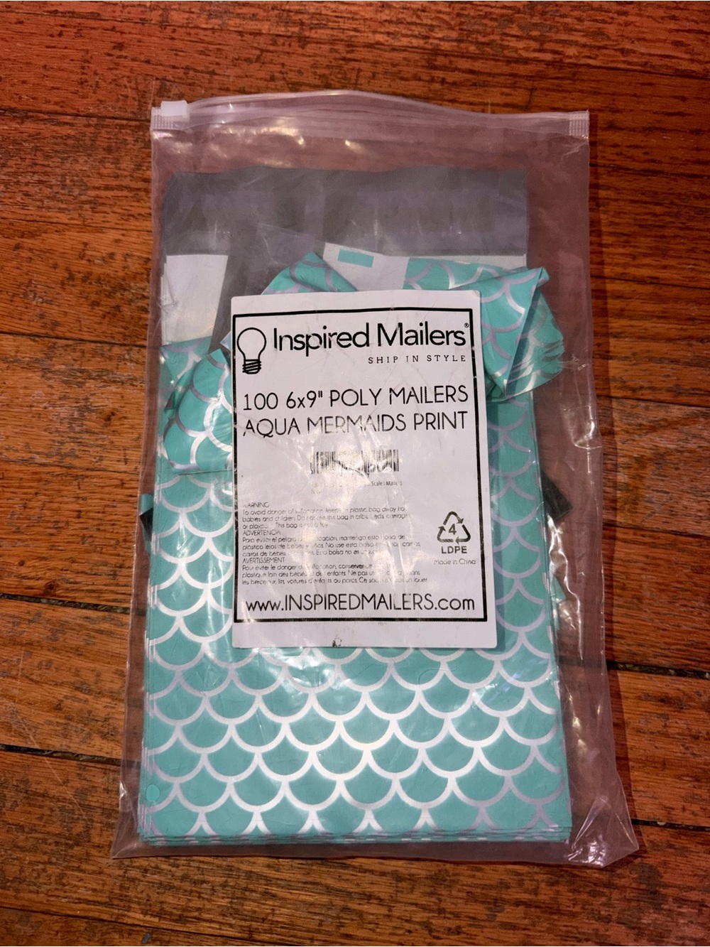 50 Aqua Mermaids Print Poly Mailers